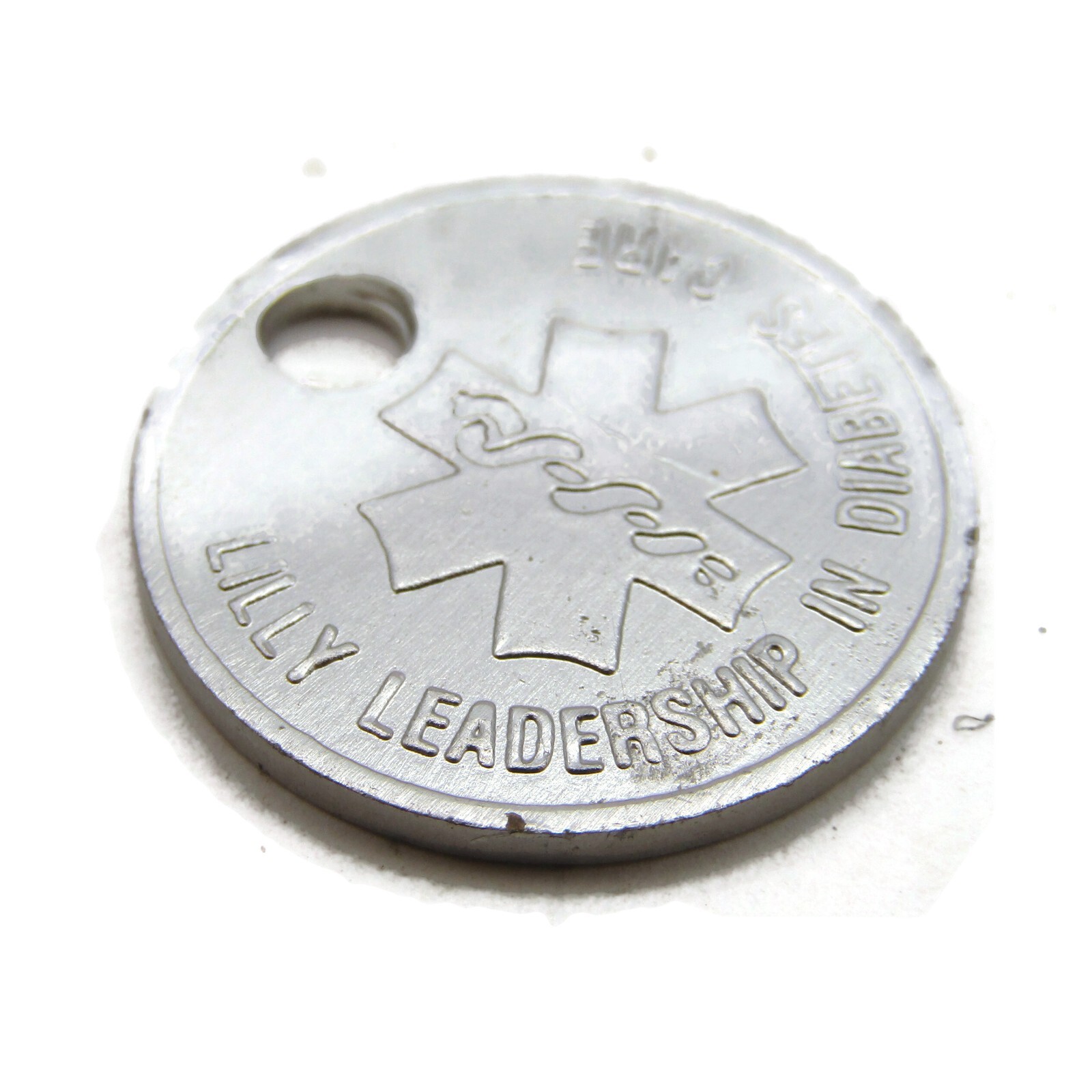 Vintage Eli Lilly Diabetes Care Medical Alert Charm Pendant Metal Medallion