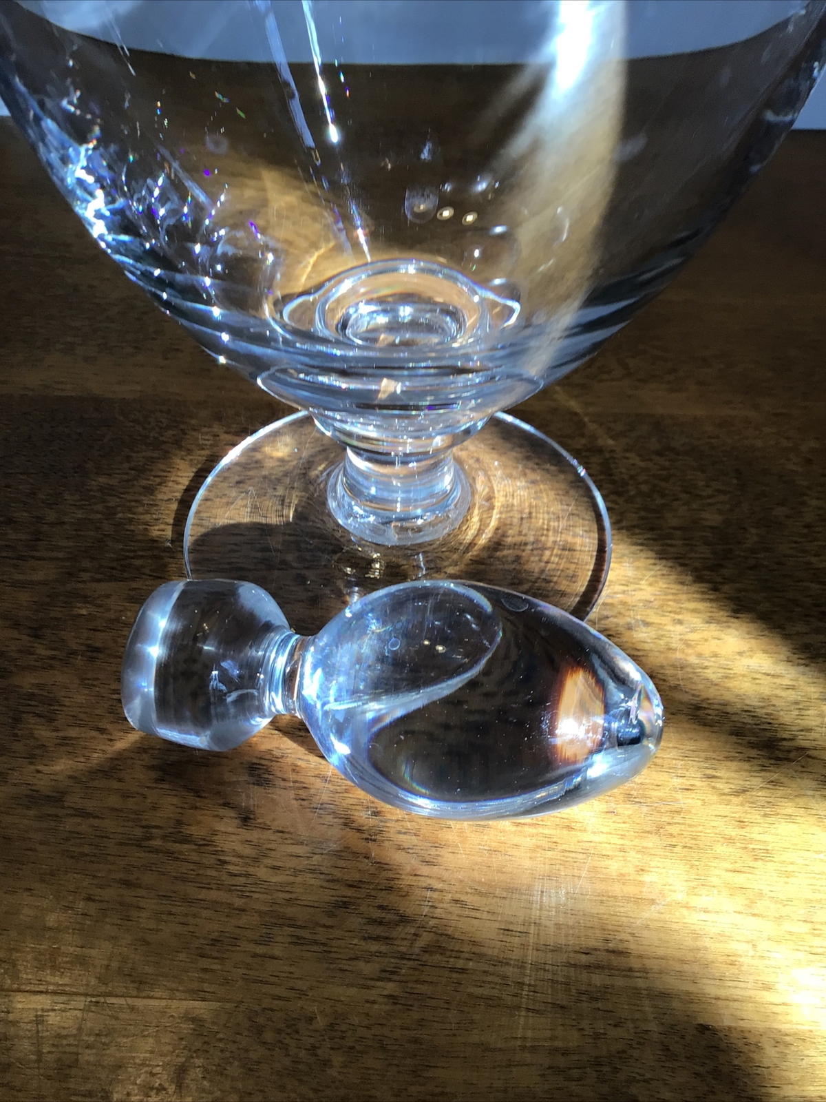vtg clear glass apothecary w/stopper Dartington, England 12.5” tall