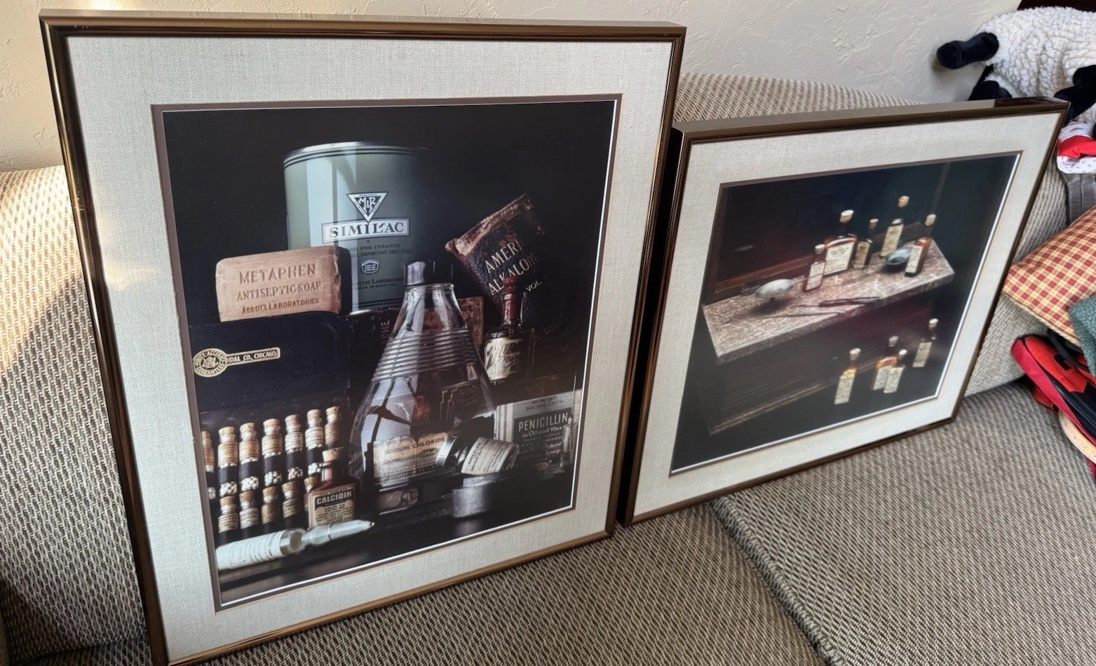 Abbott Laboratories Medical Art Framed Still Life Similac Penicillin VTG 1950s