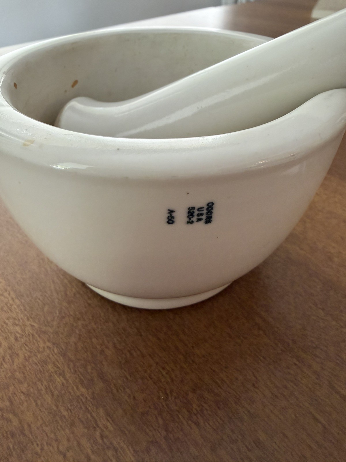 Vintage Large White Coors Porcelain Mortar Pestle Set 520-3