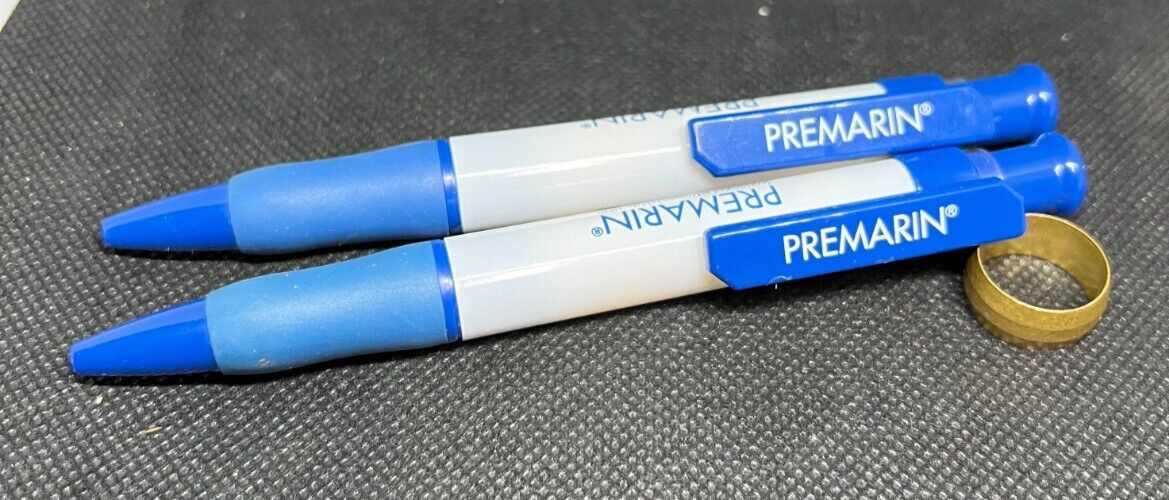 LOT of 2 PREMARIN Medical Drug Rep Pharmaceutical Pens Rotating Barrel