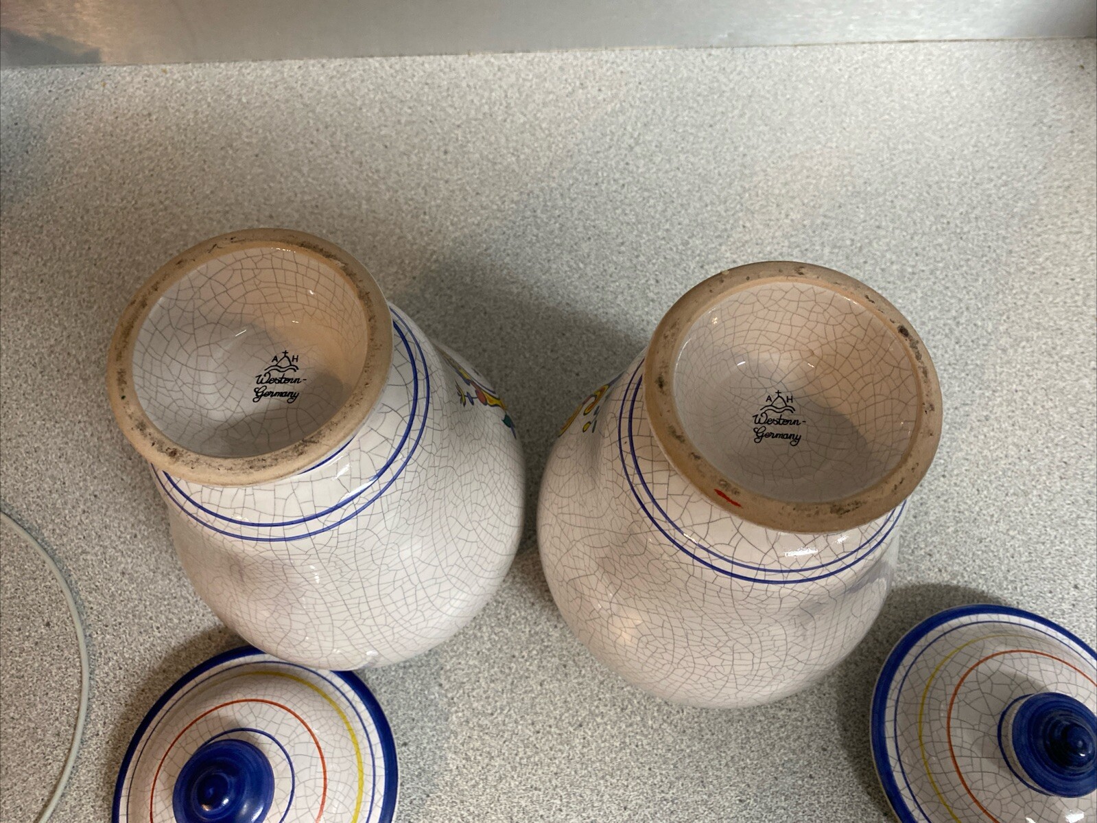Vintage Lot of 2 AH Western Germany Apothecary Pharmacy Drug Jars In Exc Cond