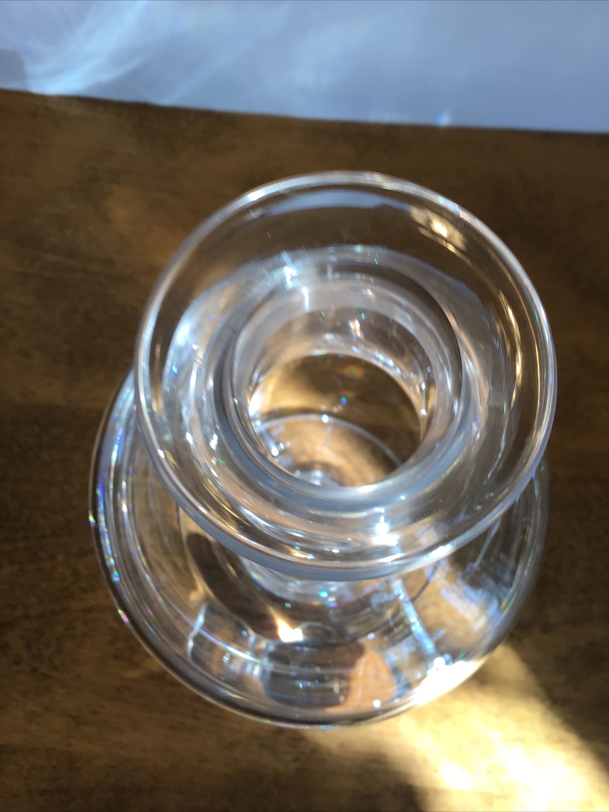 vtg clear glass apothecary w/stopper Dartington, England 12.5” tall