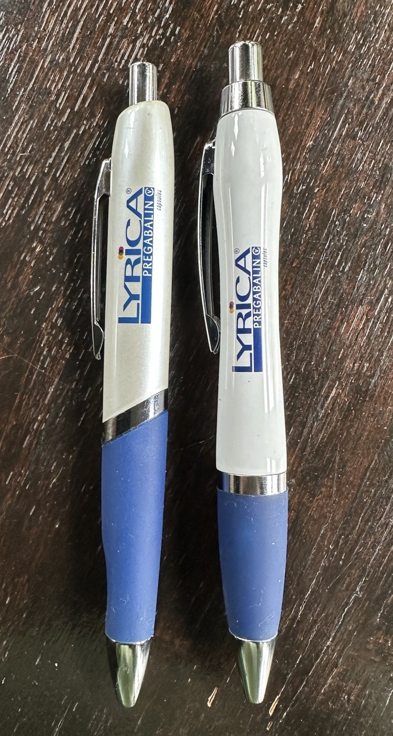 Lyrica Pfizer Metal Drug Rep Pharmaceutical Promo Advertising Pens Lot Of 2