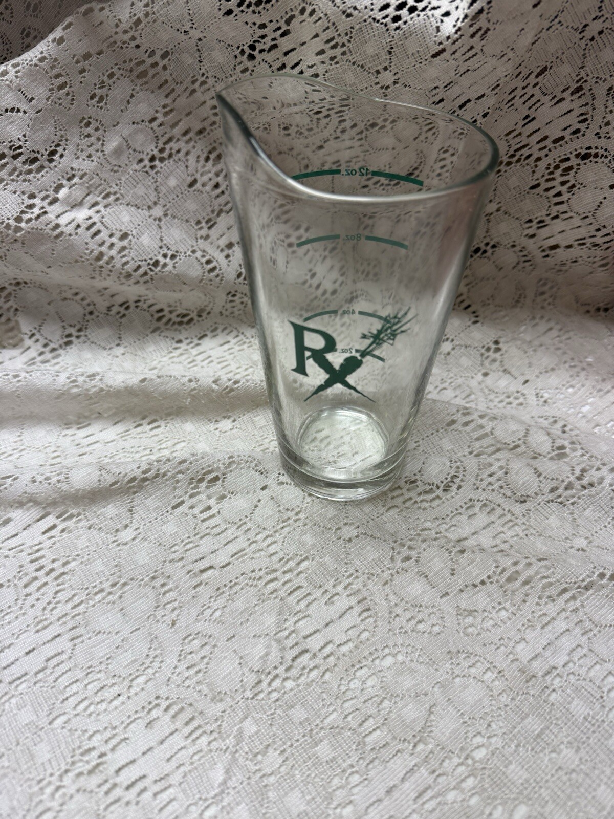 Vtg Beaker Glass Pharmacy Measurement Apothecary RX Science Lab