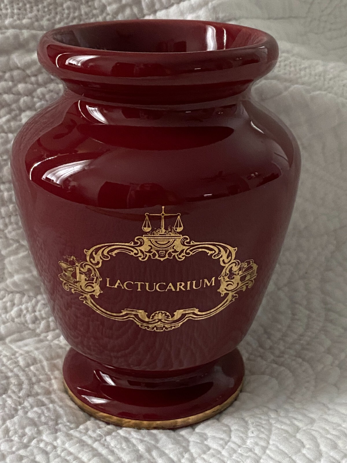 Apothecary Jar, Eli Lily “Lactucarium”(Wild Lettuce) Pharmaceutical Burgundy Red