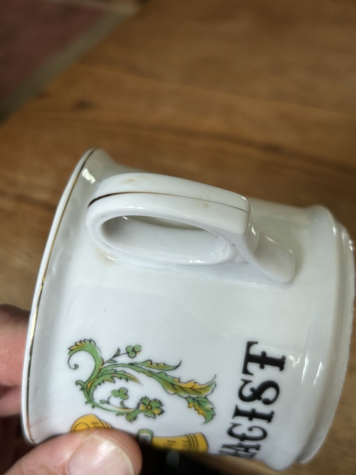 Vintage Apothecary Pharmacy Barber Shaving Mug Porcelain Enameled Mortar Pestle