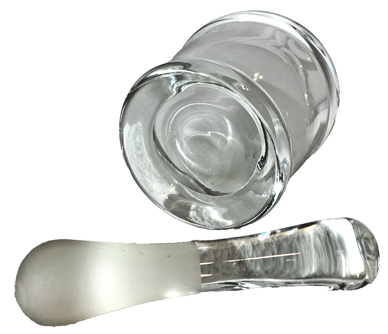 Frosted Glass Mortar & Pestle ~Heavy 5.5″ x 5″ ~ 7″ Long Pestle