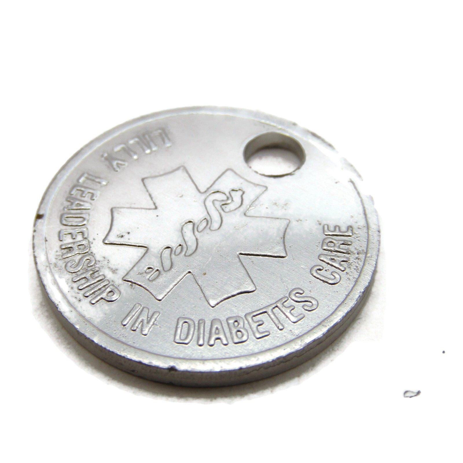 Vintage Eli Lilly Diabetes Care Medical Alert Charm Pendant Metal Medallion