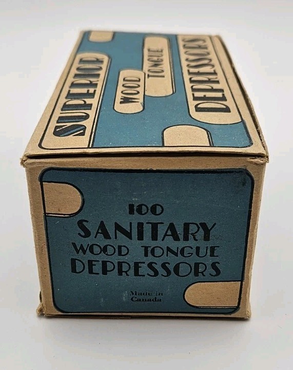 Vintage Superior Wood Tongue Depressors Box 100 Count Sanitary Medical Made…