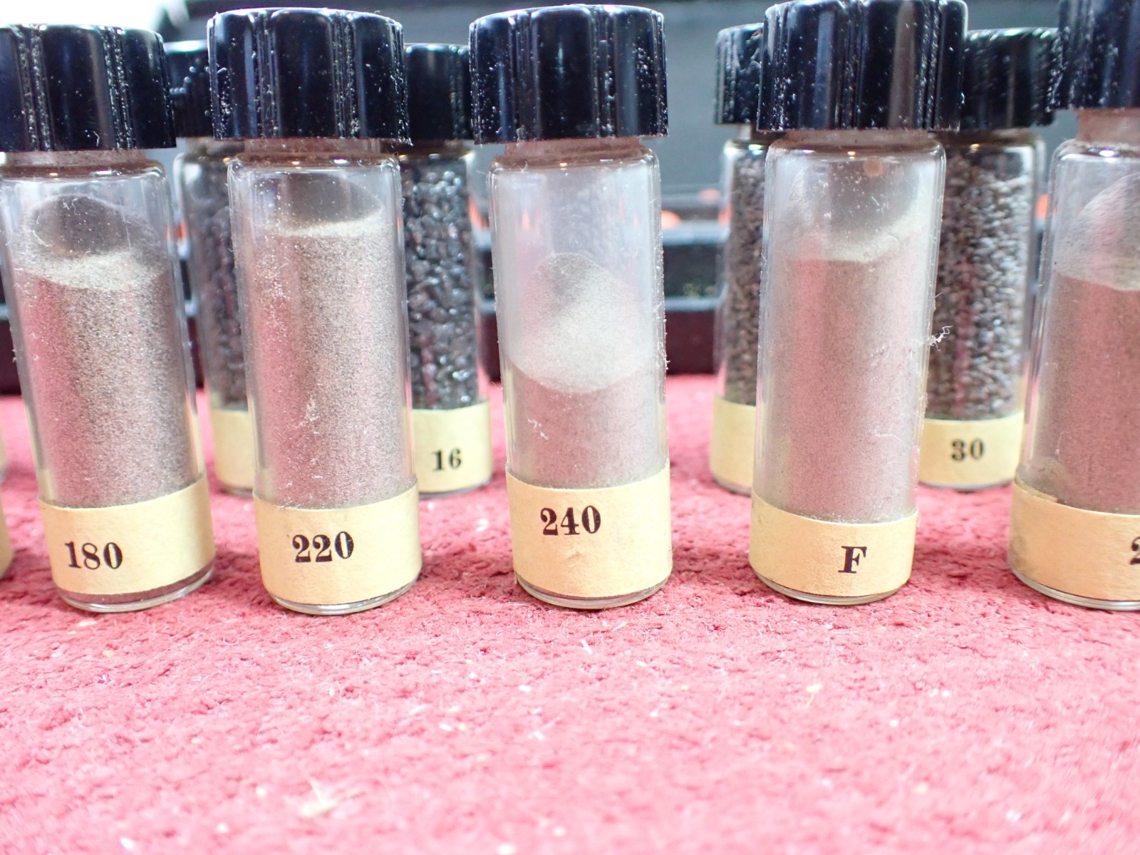 Vintage Rare Set of Carborundum Co. Sample Display Set of Grit Sizes