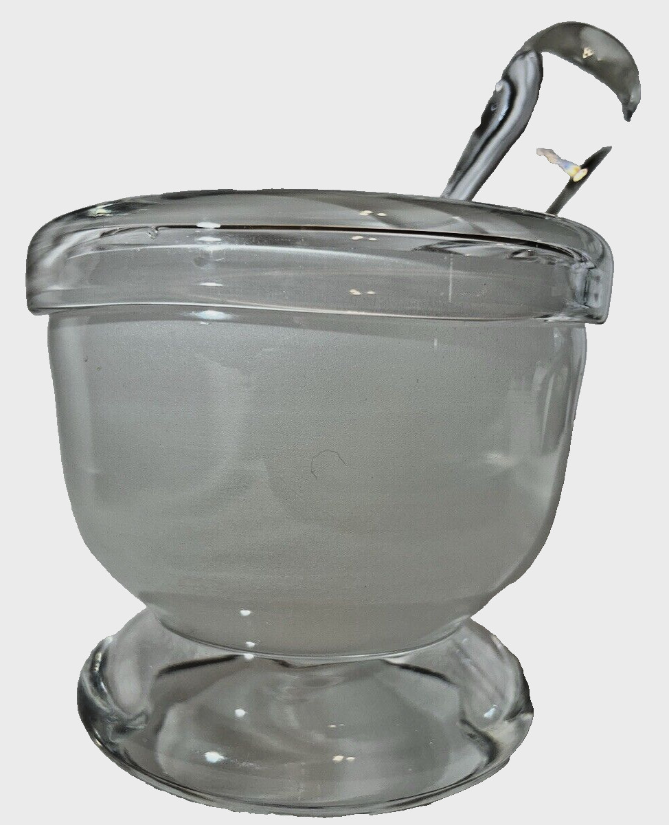 Frosted Glass Mortar & Pestle ~Heavy 5.5″ x 5″ ~ 7″ Long Pestle