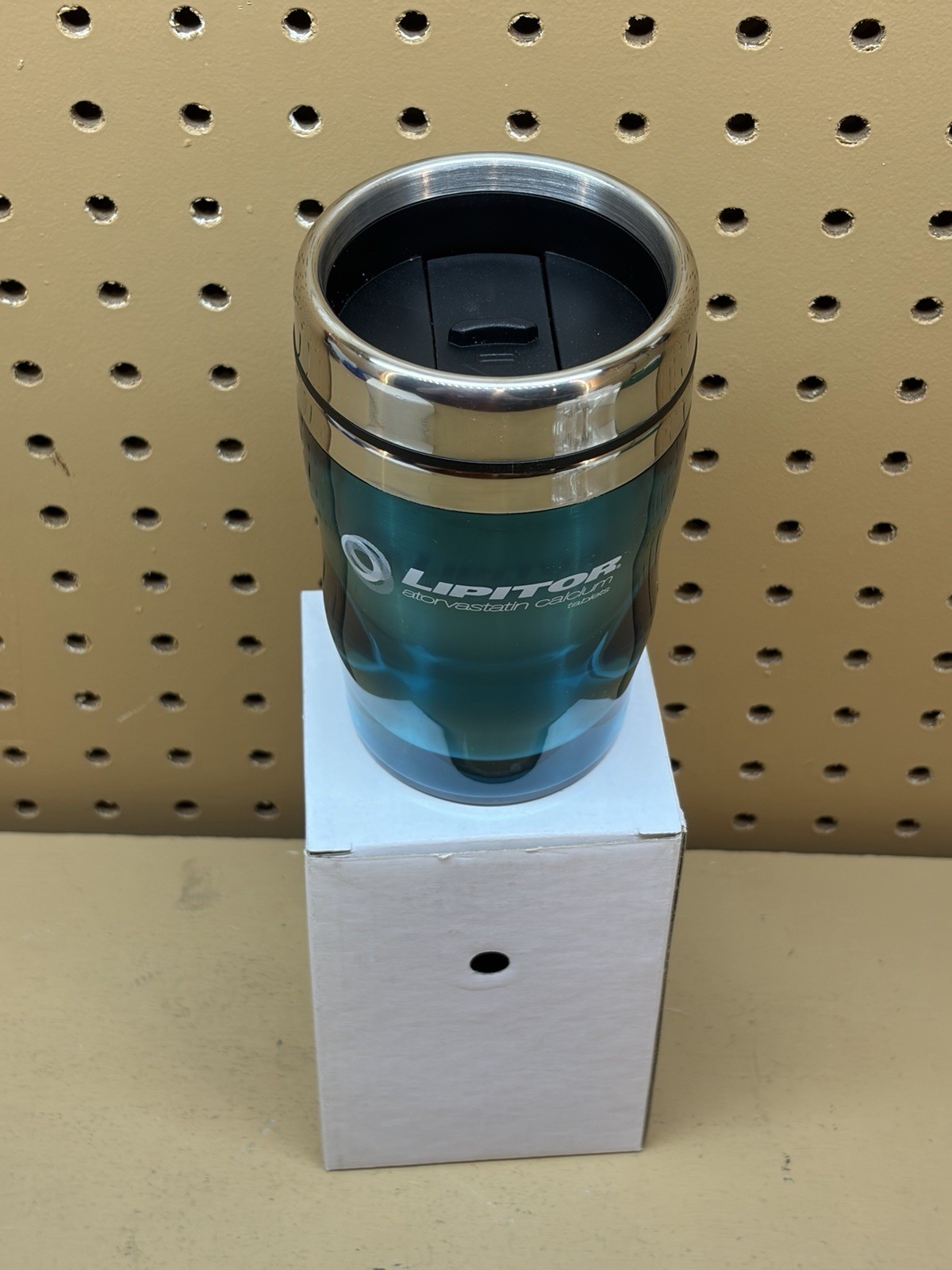 LIPITOR Teal Pharmaceutical Travel Mug Drug Rep Advertising Cholesterol