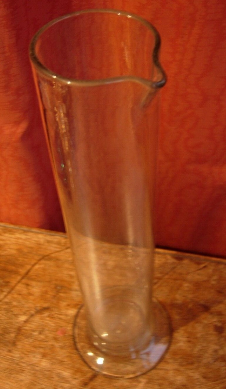 Measuring cylinder scientific glass hand blown with rough pontil