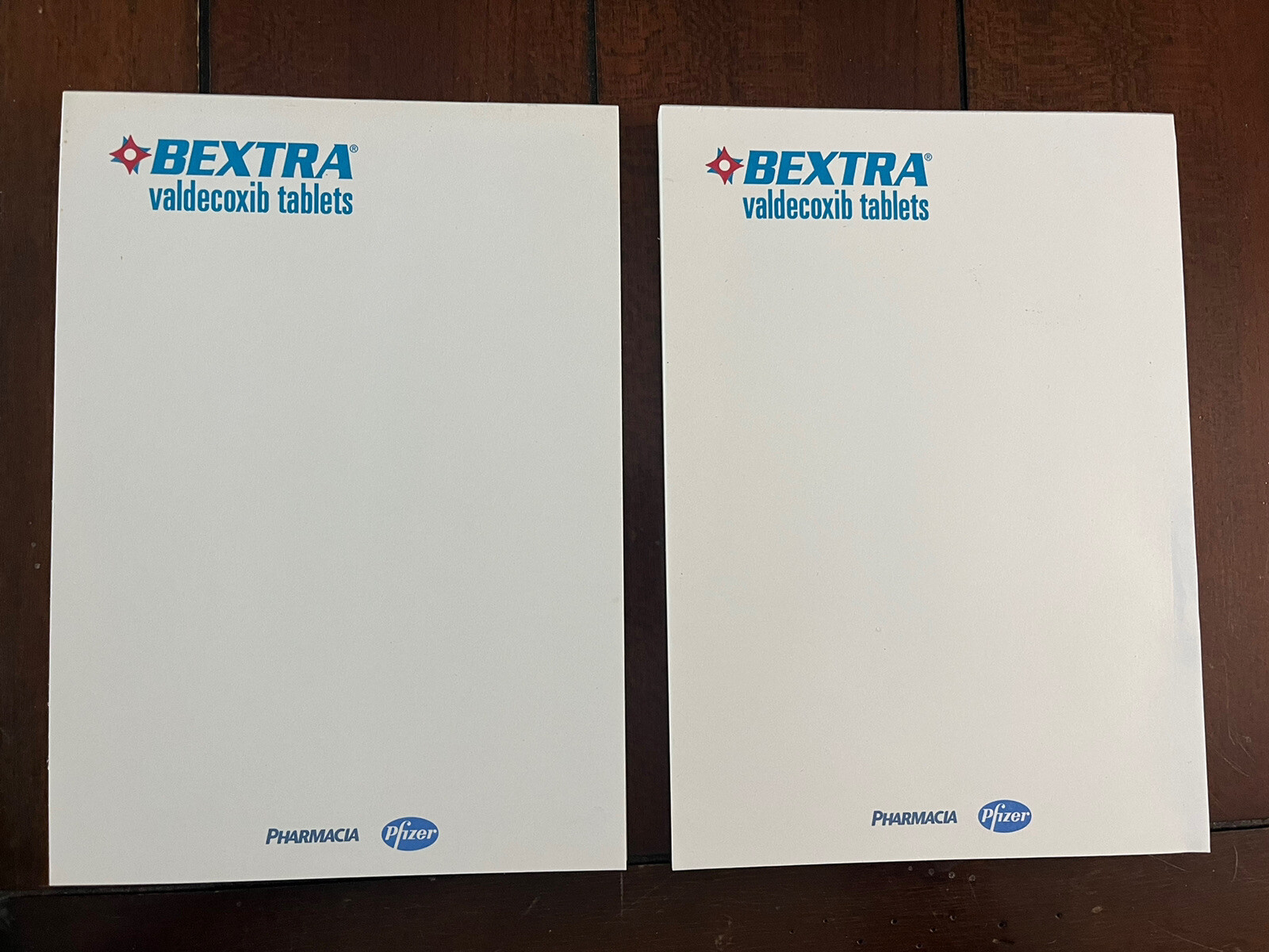 BEXTRA Tablets Advertising Notepads Two Pfizer Pads