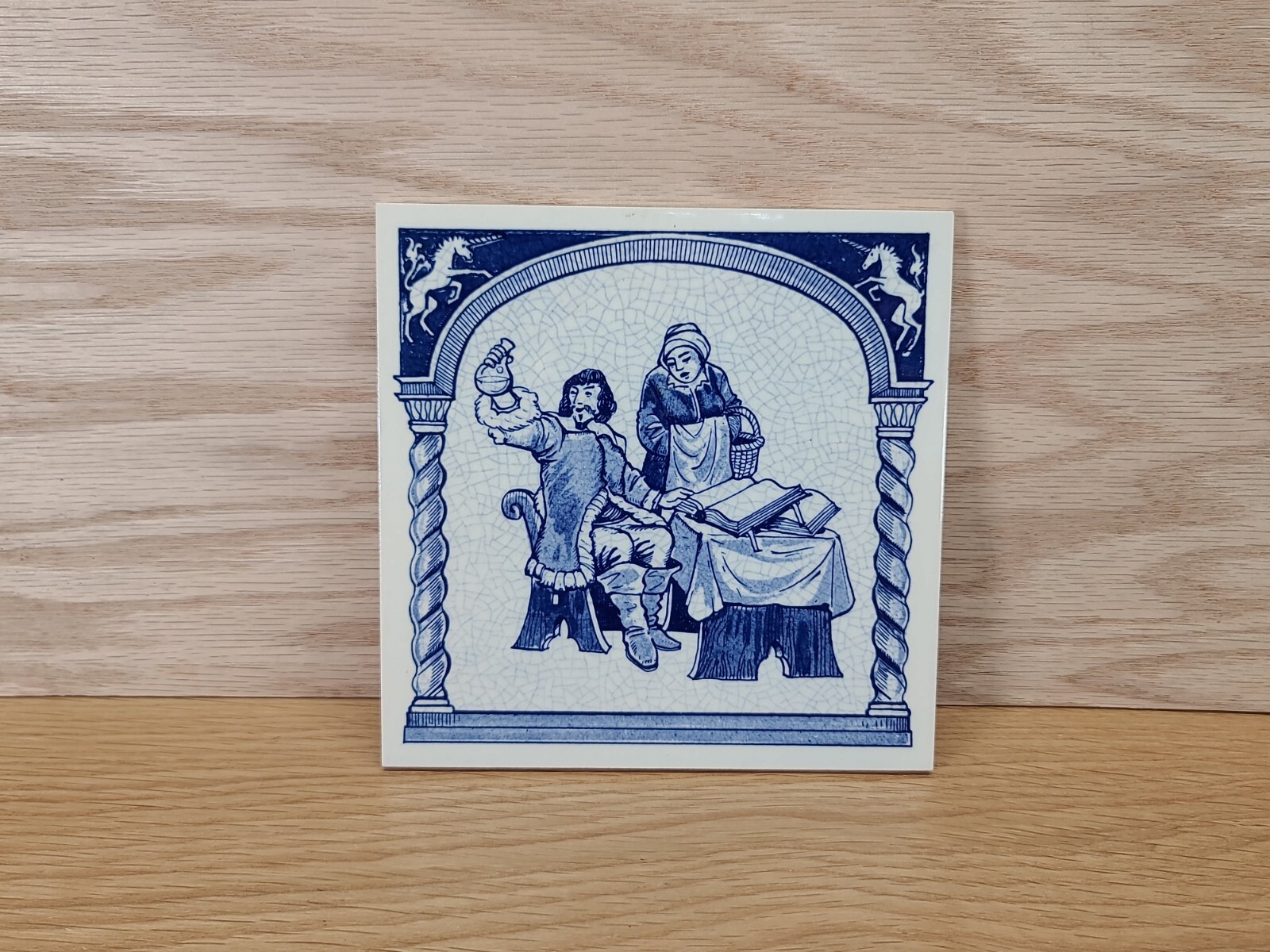 Delft Holland Handmade Urine Test Tile July 1987 B-970 Burroughs Wellcome Co.