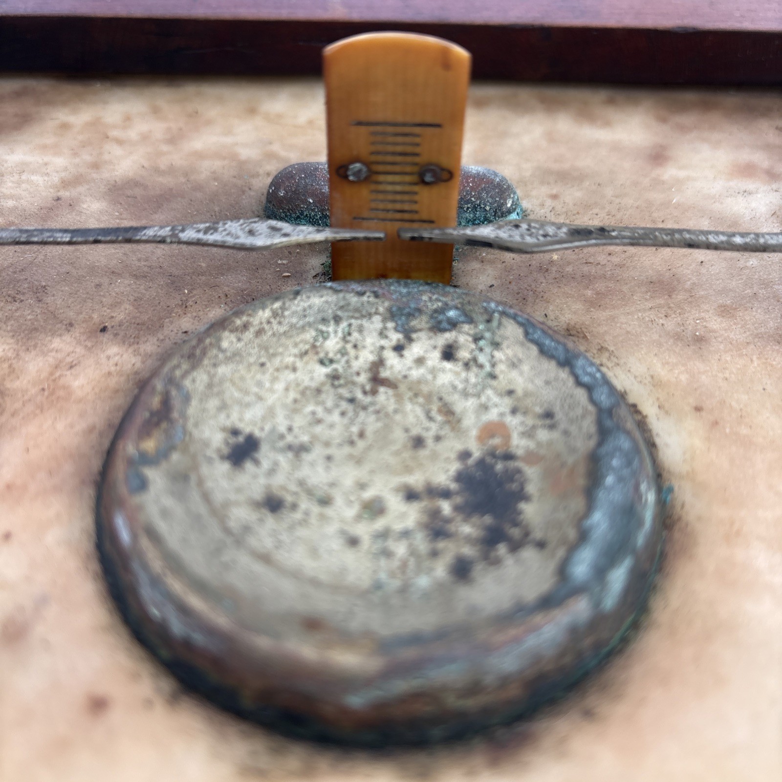 Antique Marble & Wood Apothecary Pharmacist Balance Gold Bouillon Scale Rustic
