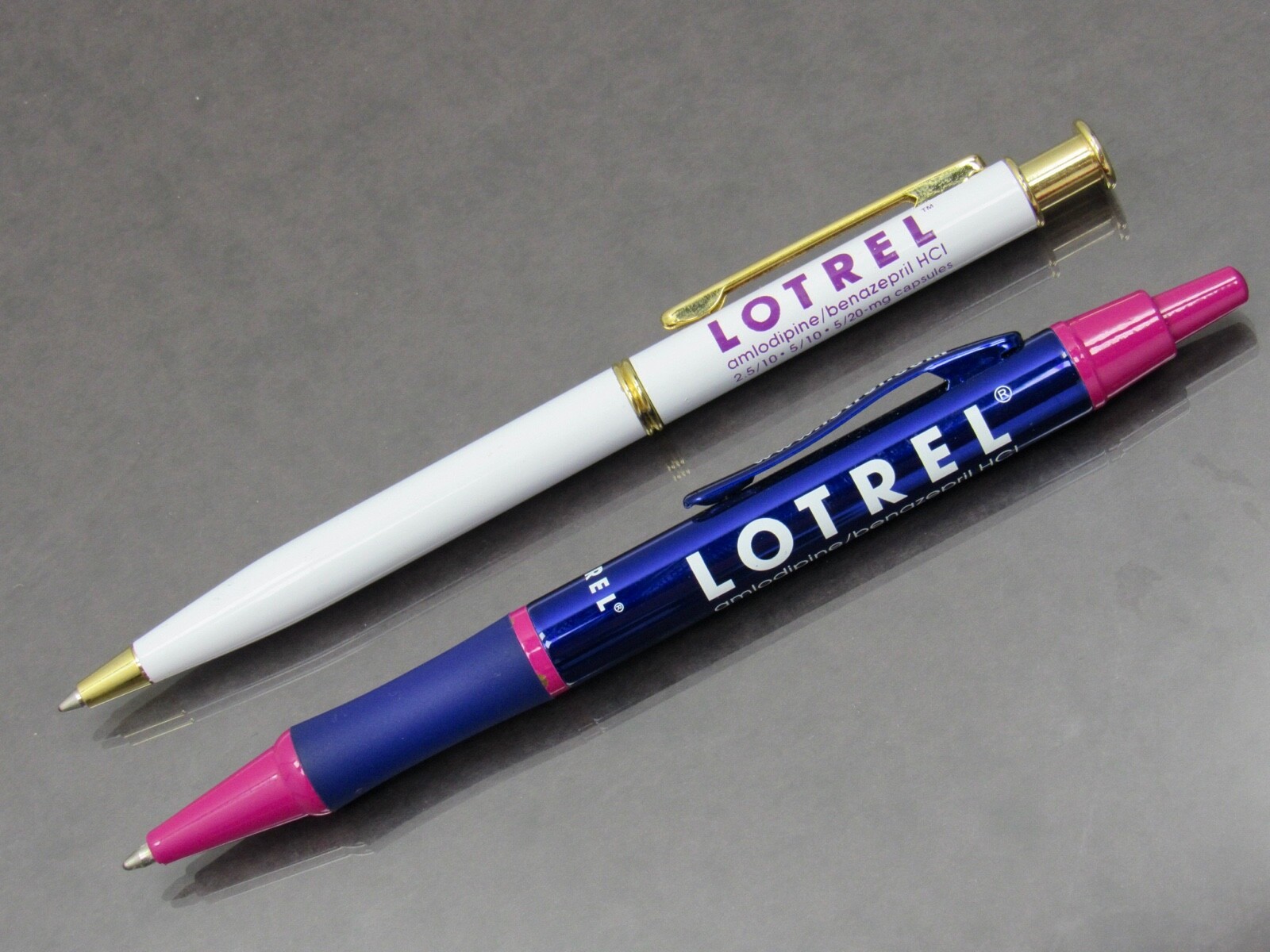 Lotrel Metal PENS Drug Rep Pharmaceutical Promo Medical Advertising Lot of 2