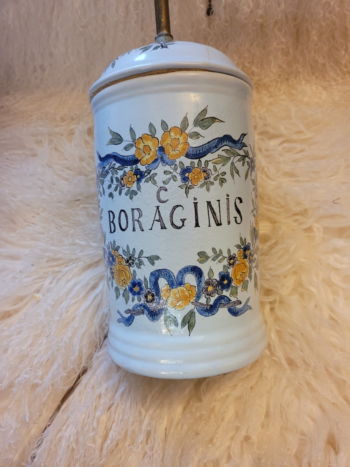 🌼💡VTG Apothecary Jar Pharmacy Drugstore Jar Lamp “Confect Boraginis”🌼💡