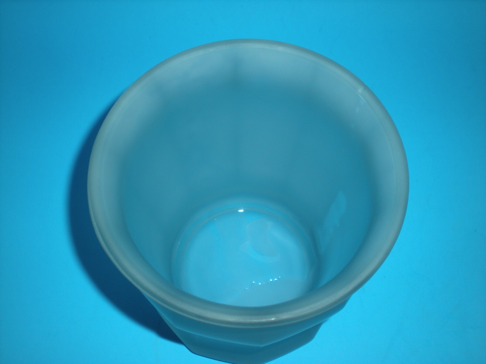 10″ vtg Apothecary Canister Jar with Ball Dome Lid Very Heavy Frosted Blue glass