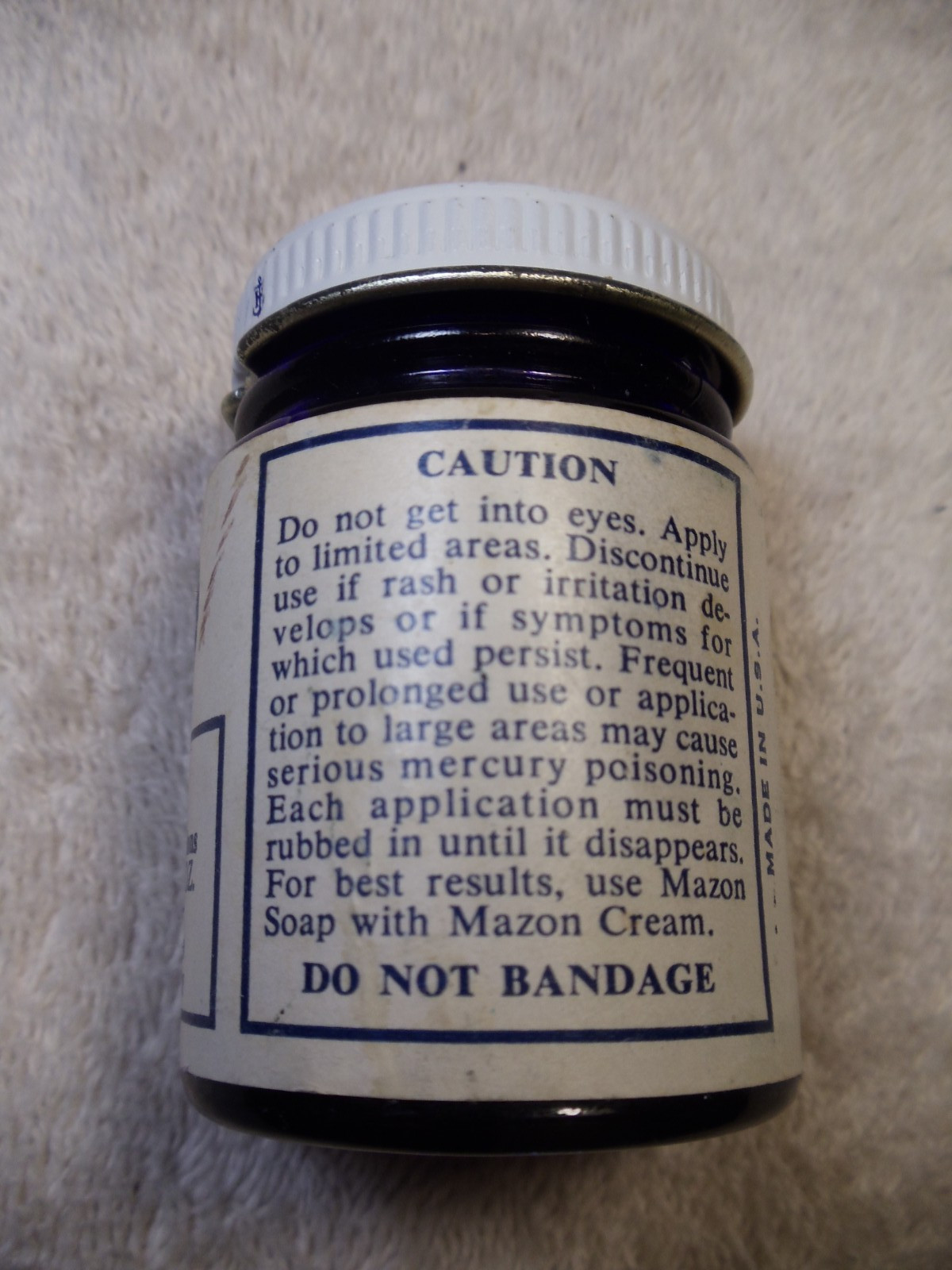 Vintage MAZON Blue Glass Psoriasis Ointment Jar – Thayer Laboratories (USA)