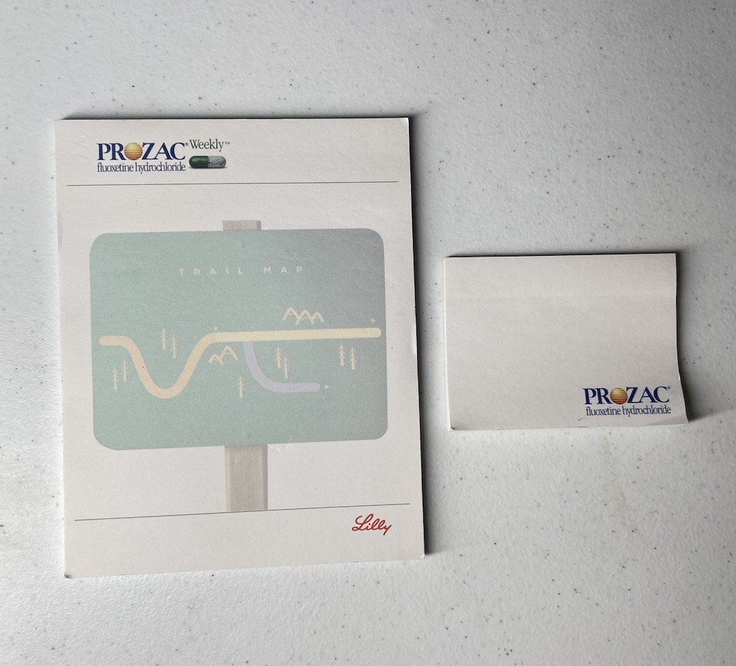 Prozac Pharmaceutical Drug Rep Collectible Notepad Sticky Note 1990s