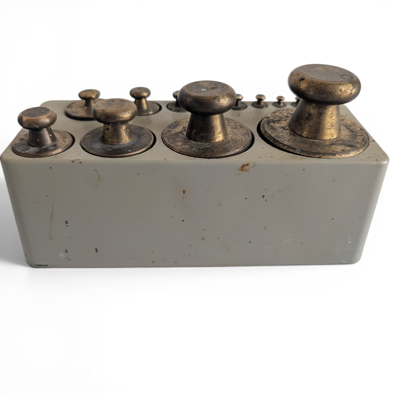 Vintage Ohaus Brass Calibration Weights Set – 13 Pieces with Original Holder