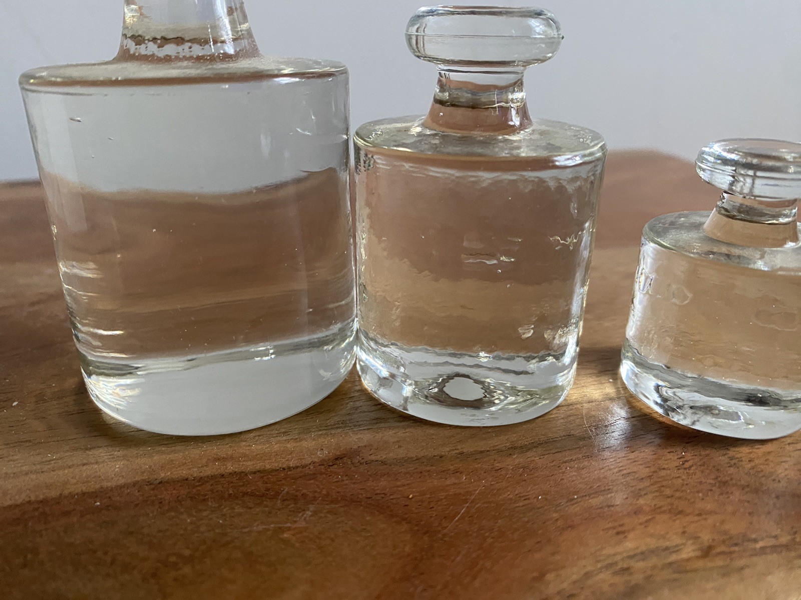 3 Vintage Apothecary Scale Weights Clear Pressed Glass Balance Scale