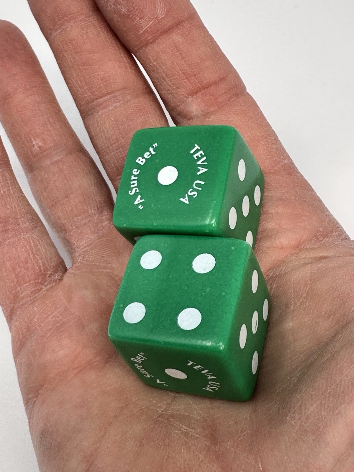 Vtg Lot of 2 TEVA Pharmaceutical Company Dice Oversize Green