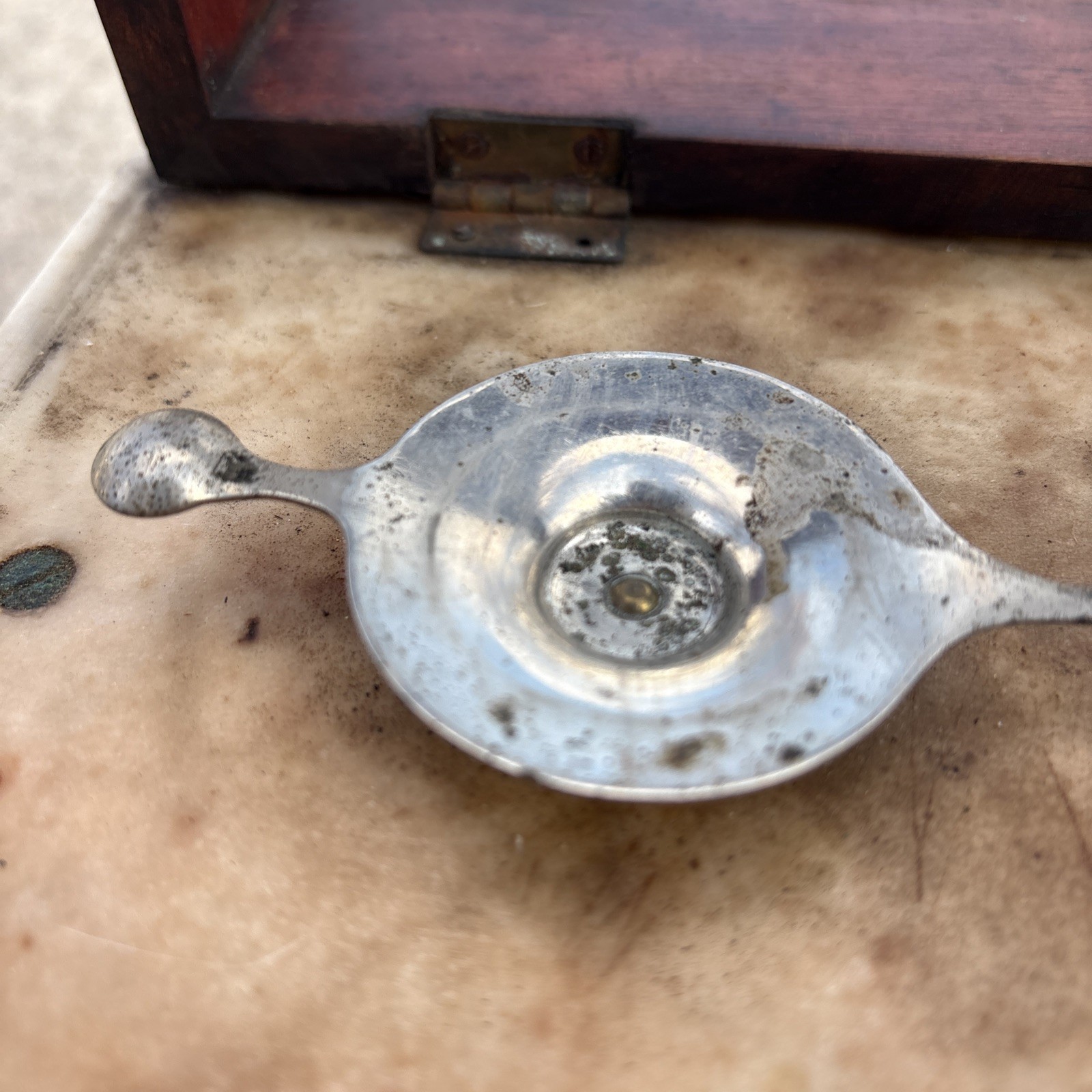 Antique Marble & Wood Apothecary Pharmacist Balance Gold Bouillon Scale Rustic
