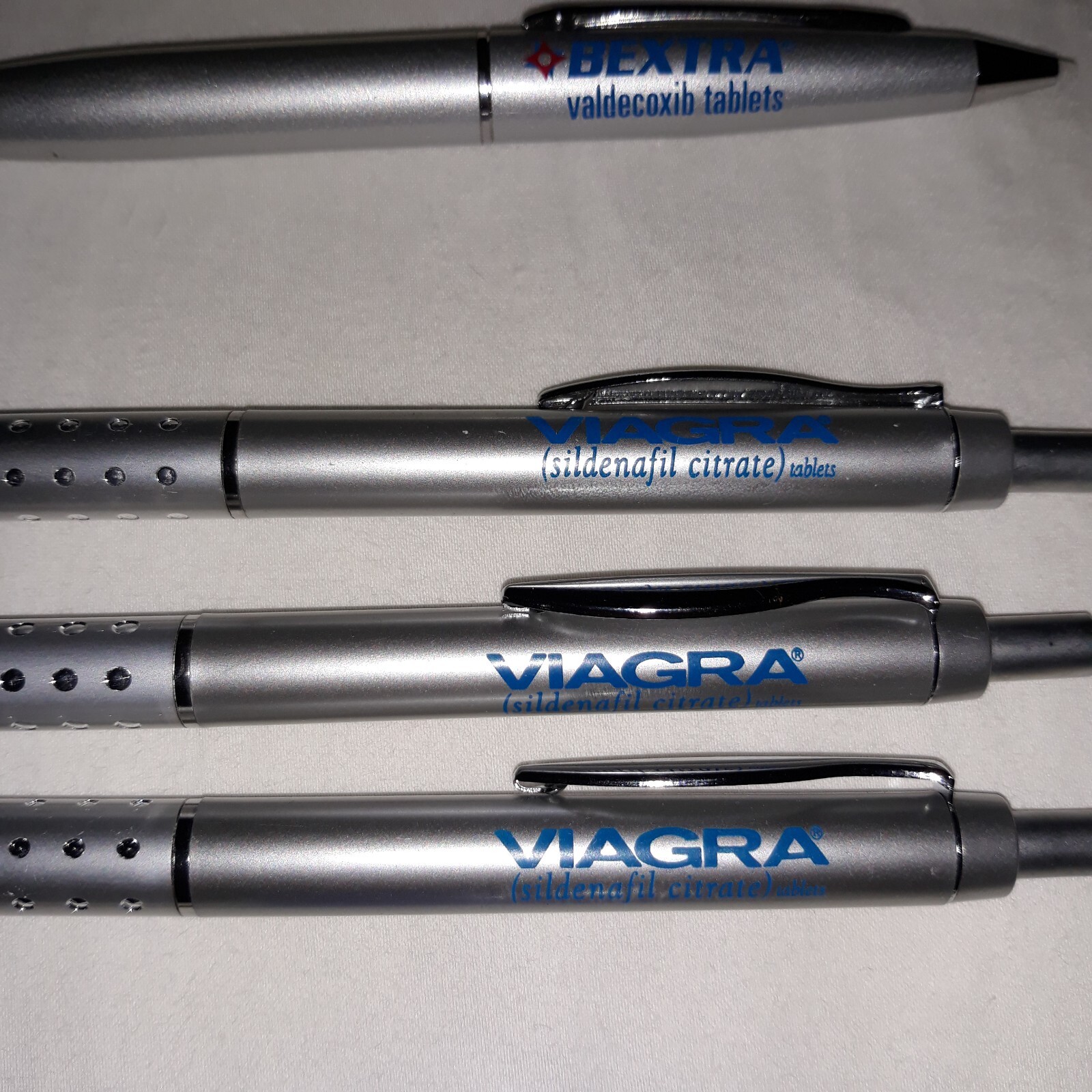 7 Vintage Pharmaceutical Ink Pens, Viagra, Darvon, Bextra, Epzicom