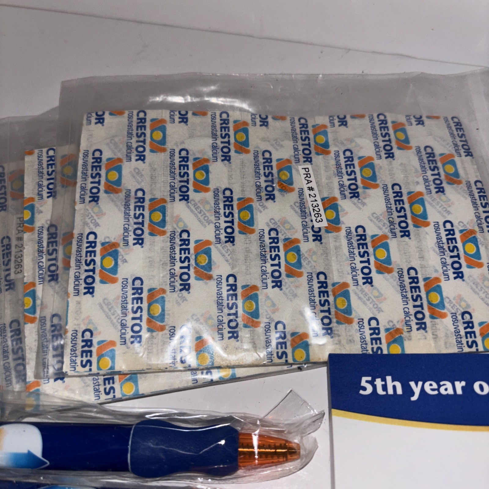 Pharmaceutical Drug Rep Promo Items Crestor 10 Pens, Bandages And Note Pad