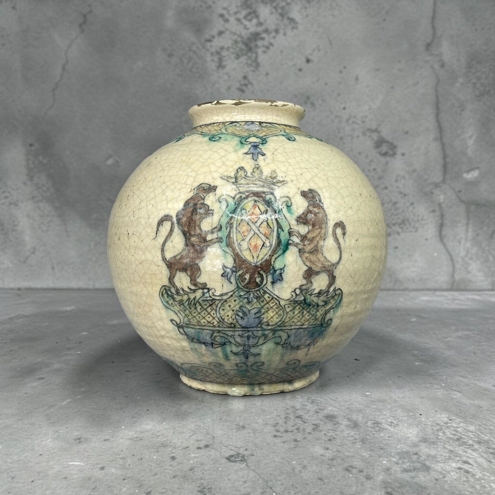 Superb Large 18th Century Southern Italian Maiolica Armorial Apothecary Majolica