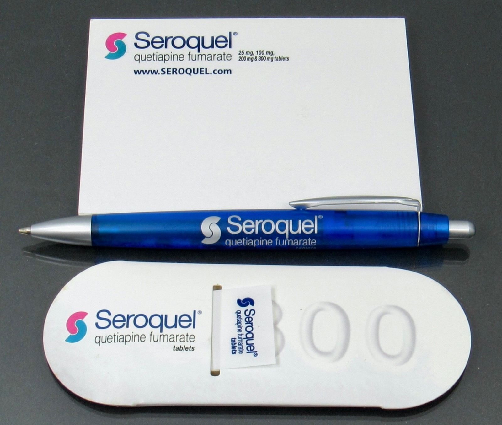 Seroquel Blue PEN, Sticky Notes, Page Flags Drug Rep Pharmaceutical Advertising