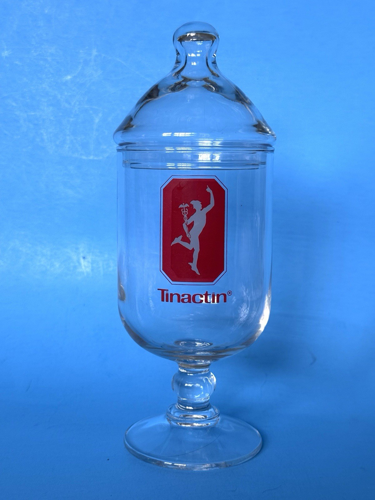 Vtg RX Glass Apothecary Jar Pharmacy Tinactin 1970s 1980s Robinhood Advertising