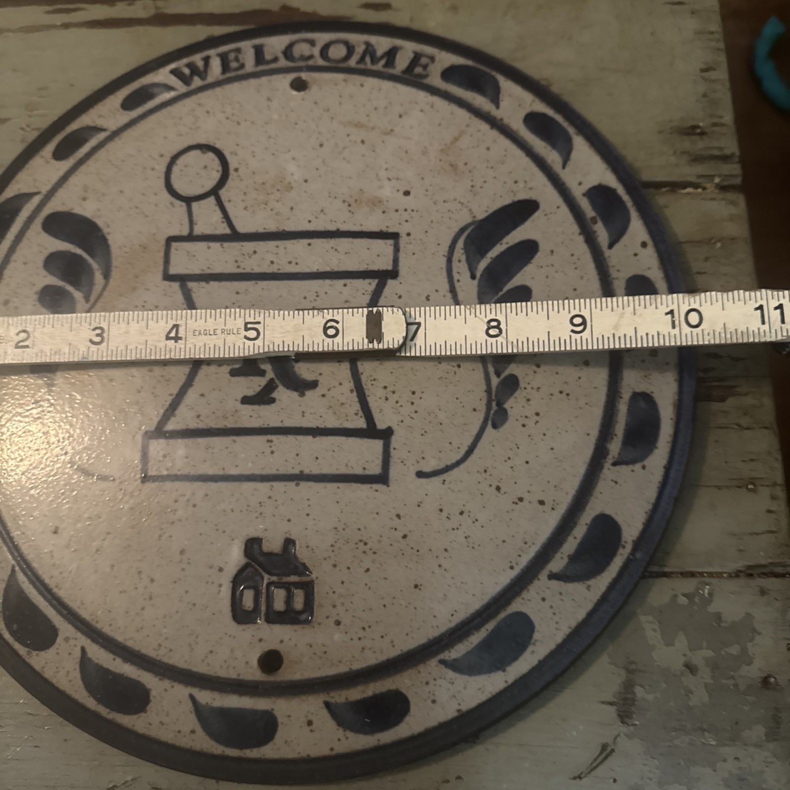 Vintage pottery Welcome Plaque Pharmacist/ Apothecary