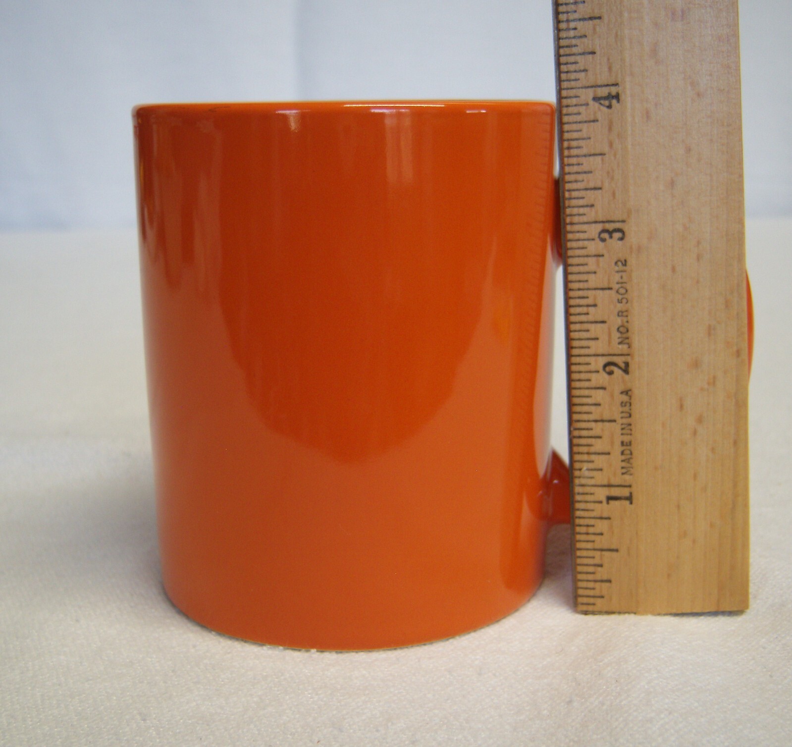 Vtg Medical Caduceus Symbol Orange Coffee 12 oz Mug 4″tall 3″ diameter EC