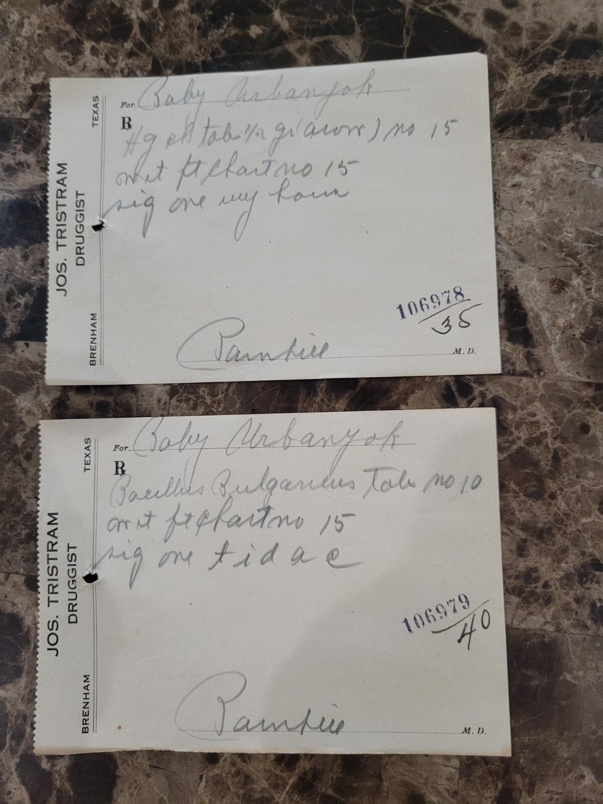 File Box & 97 antique prescriptions (1913) – Opium, Morphine, Dionin, Codeine