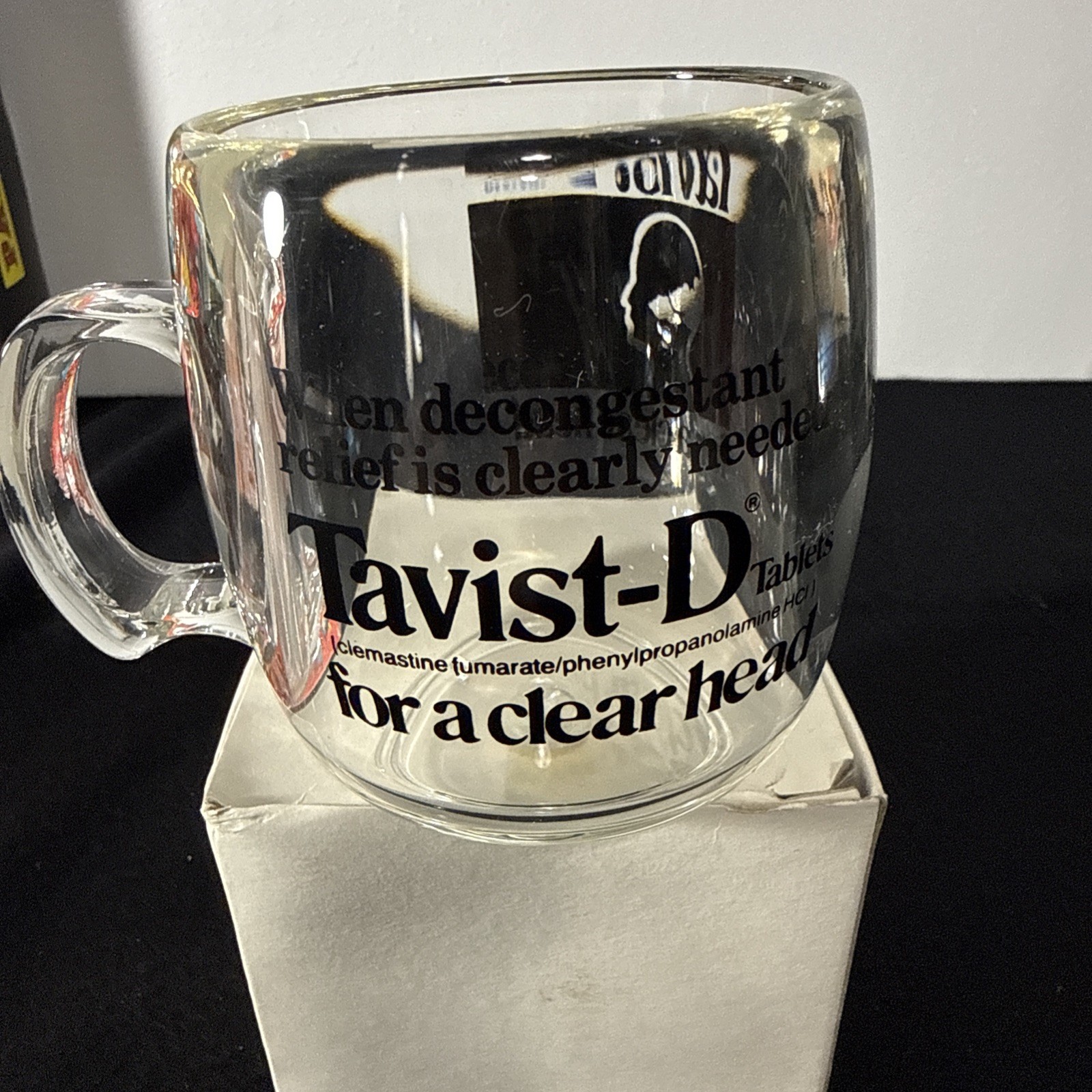 Tavist-D Acrylic Clear MUG Advertising Pharmaceutical Decongestant Tablets
