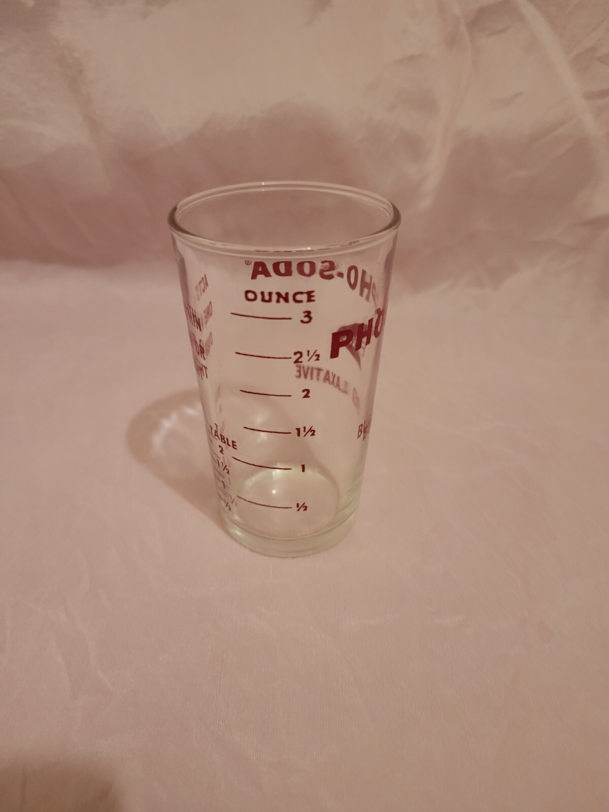 Fleet Phospho Soda Glass Measuring Cup Buffered Laxative Medical Ad Hazel Atlas