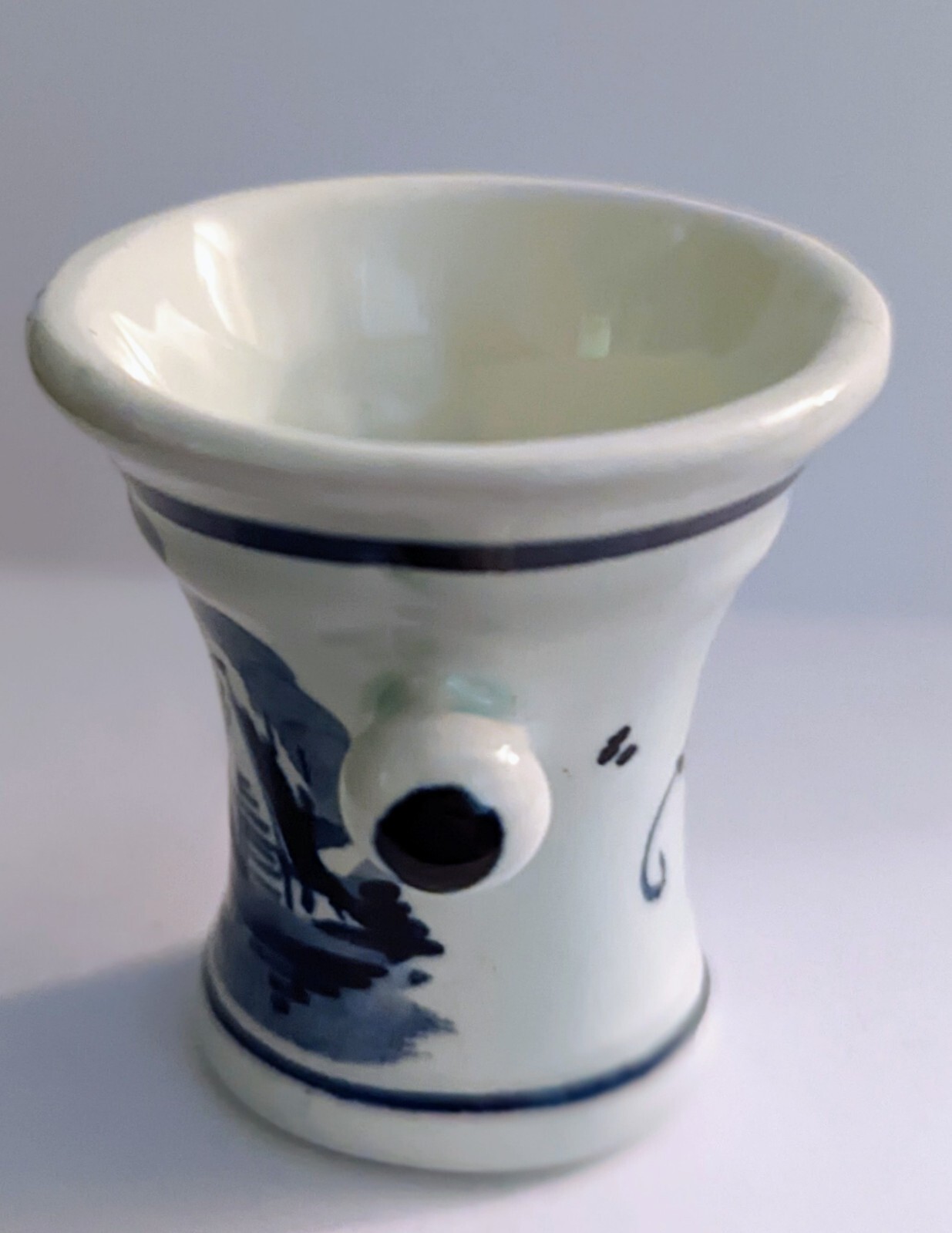 Blue and White Windmill Floral Holland Miniature Mortar – 2″ High, 2″ Diameter