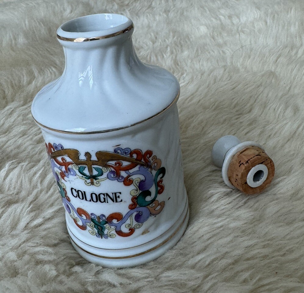 Vintage Porcelain FRENCH APOTHECARY JARS Salts- Cotton -Cologne -Astringent