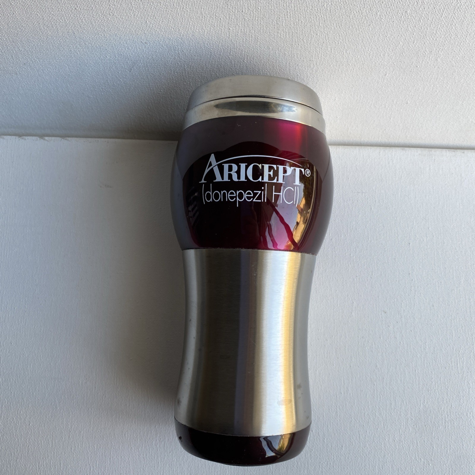 Aricept Pharma Drug Rep Coffee Thermos Tumbler RARE Advertising Collectible