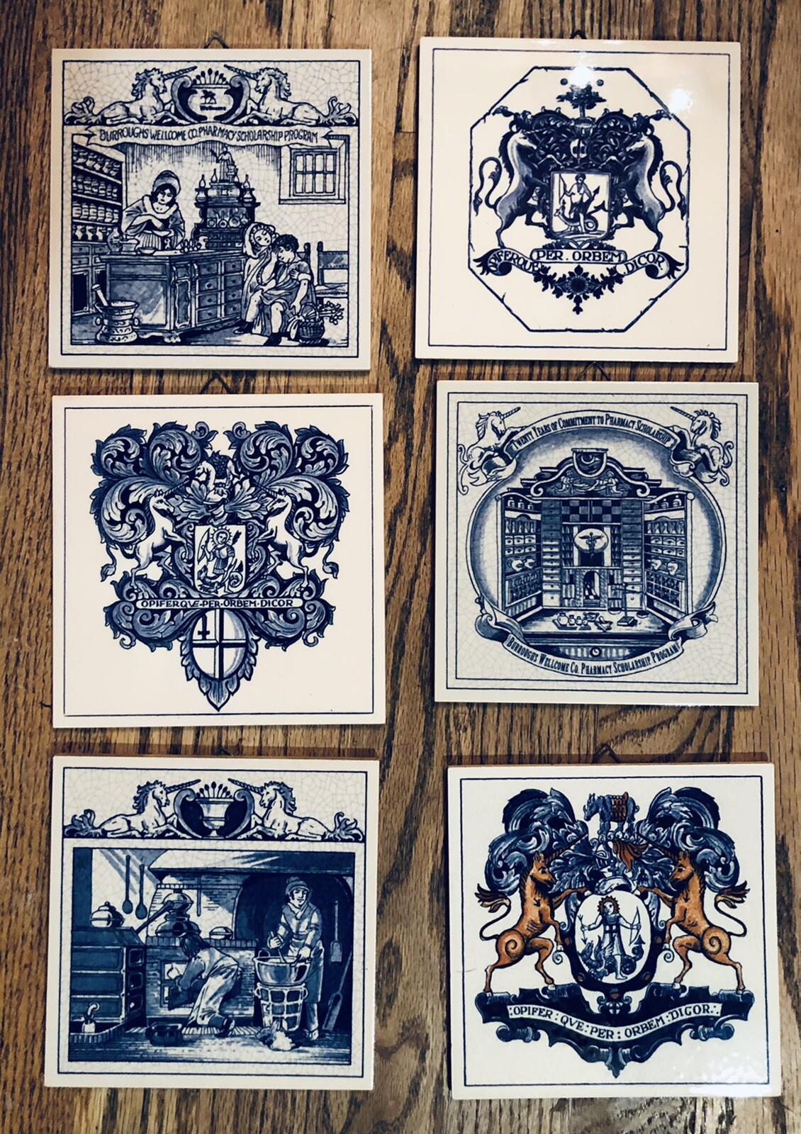 6 BURROUGHS WELLCOME Pharmacy English Pill Tiles London Apothecary DELFT holland