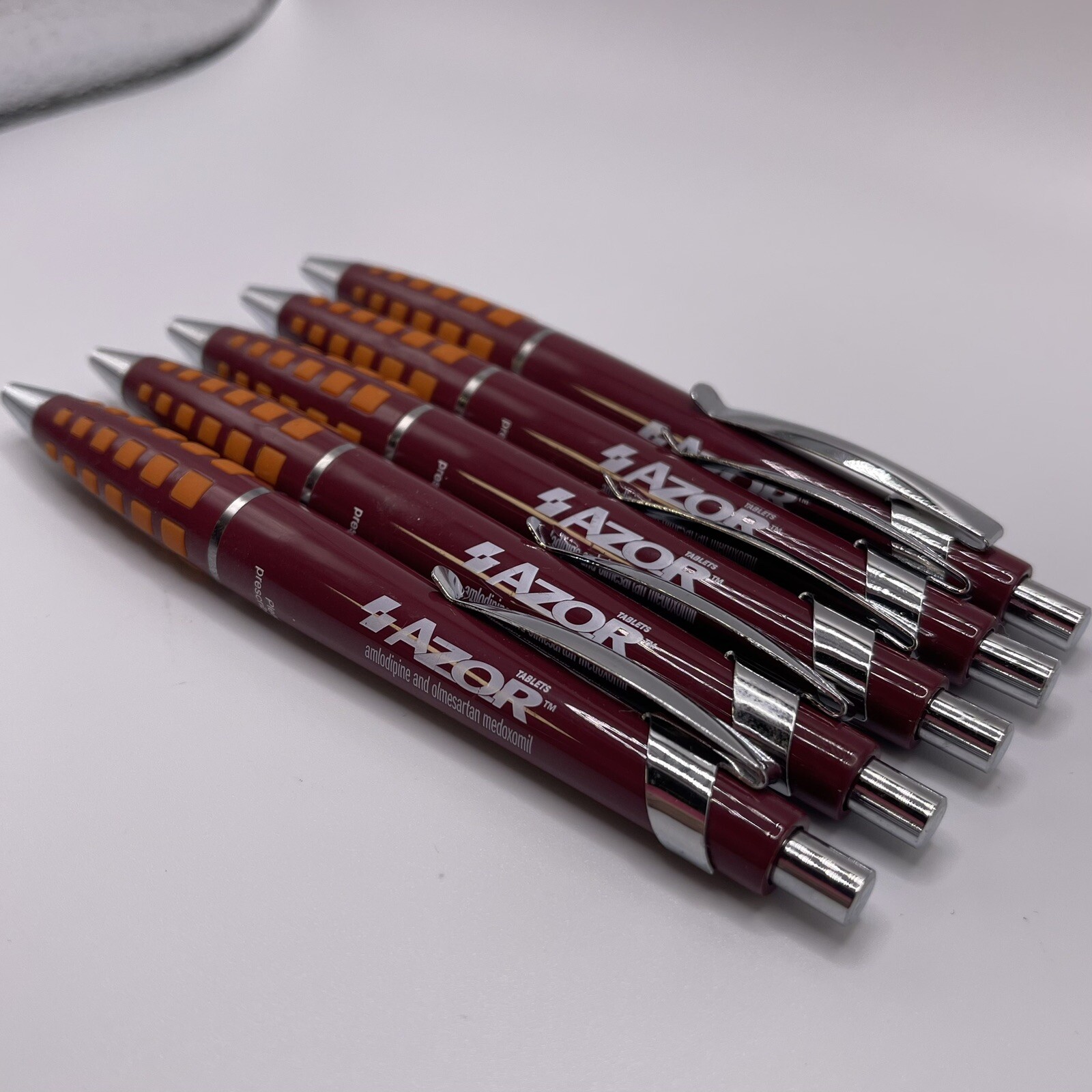 AZOR Drug Rep Doctors Pharmaceutical Promo Advertising Heavy Metal Pen Lot Of 5