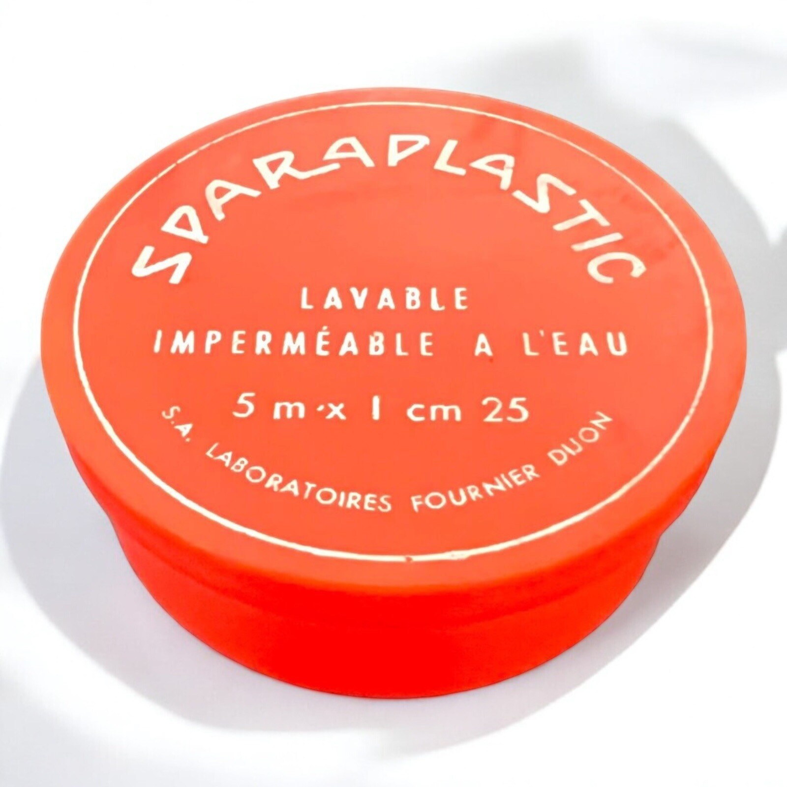 French Apothecary Tin Lid Orange Celluloid Empty Sparadrap Medical Vintage