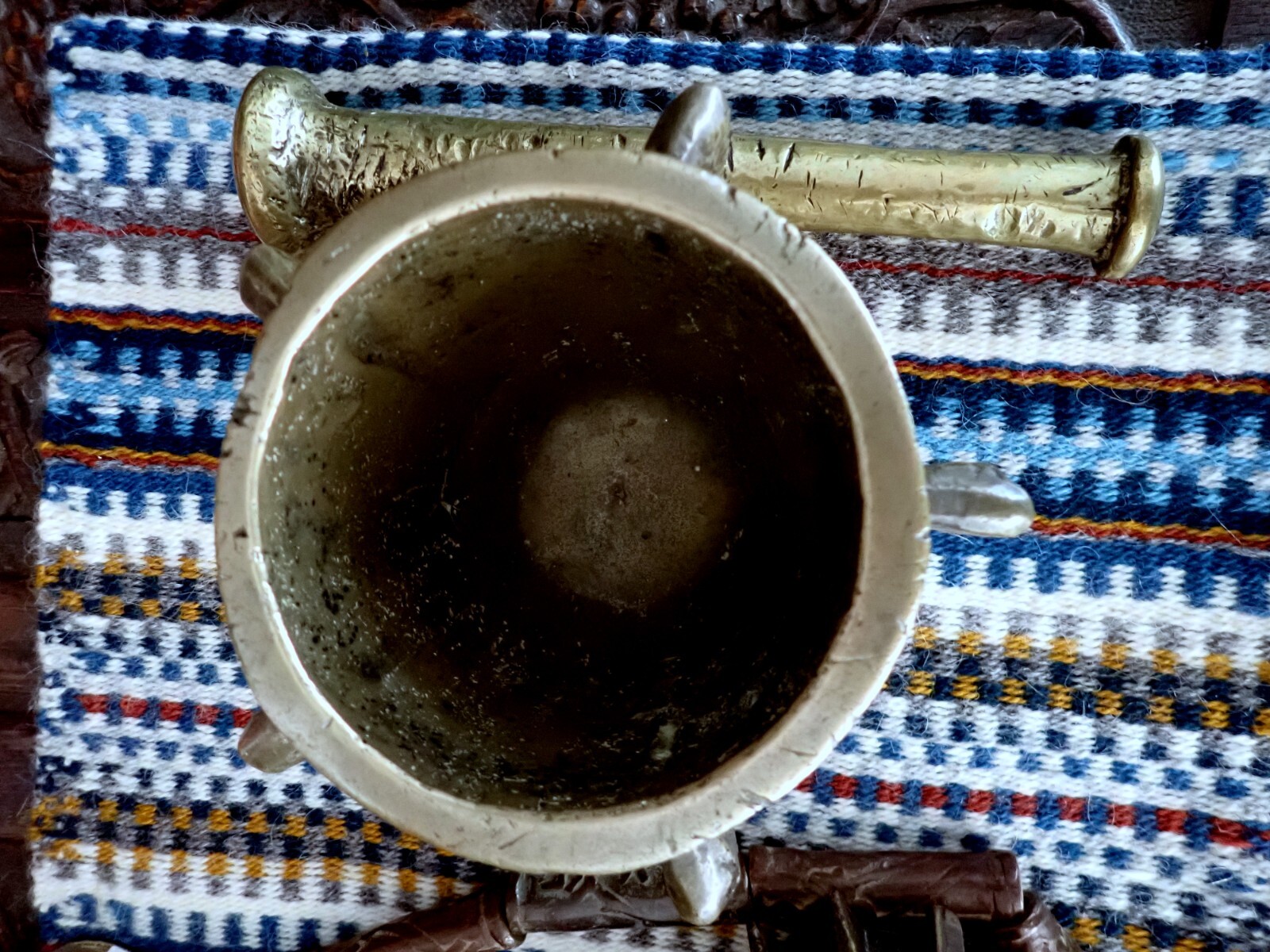 Brass Pestle Mortar Morocco Tuareg Spain Antique 19th Century Cast Brass