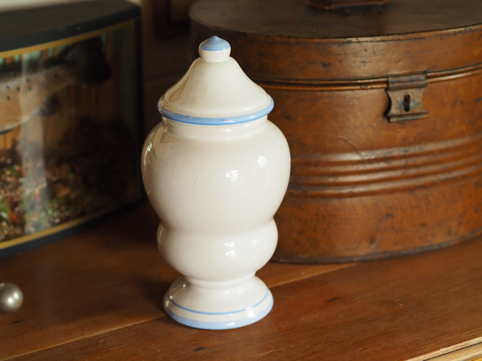 Vintage French Transferware Floral Apothecary Chemists Drug Jar Fleur de Anis