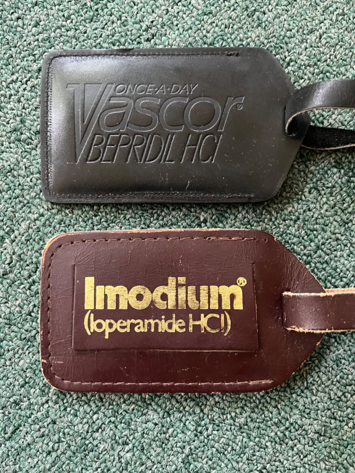 pharmaceutical drug rep tote & laptop carry bag & leather id tags