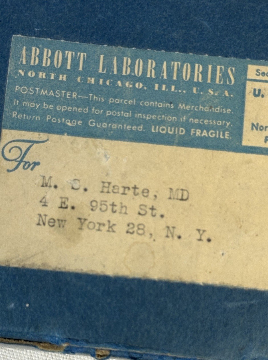 Vintage Pharmaceutical Cardboard Box W/Metal Corners Empty Abbott Labs Medicine